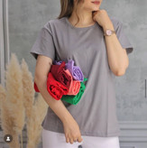 تیشرت نخ پنبه زنانه قواره متوسط ساده تک رنگ بیسیک
