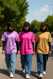 تیشرت نخ پنبه زنانه قواره متوسط ساده تک رنگ بیسیک