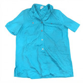 شومیز حراجی زنانه نخی آستین کوتاه وارداتی قواره آزاد رنگ آبی شاد