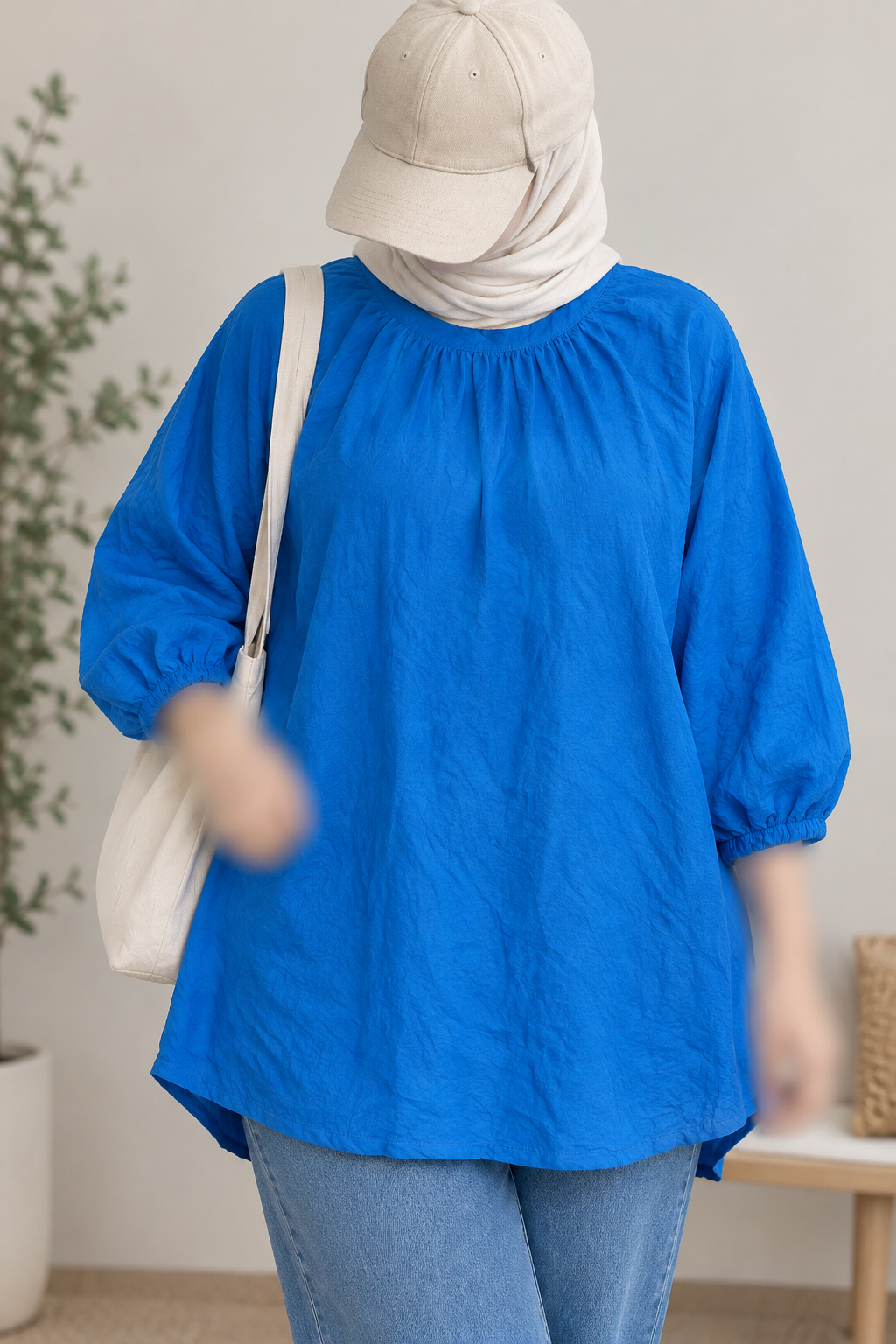 شومیز حراجی زنانه کرپ آستین کوتاه وارداتی قواره آزاد رنگ آبی کاربنی ملایم